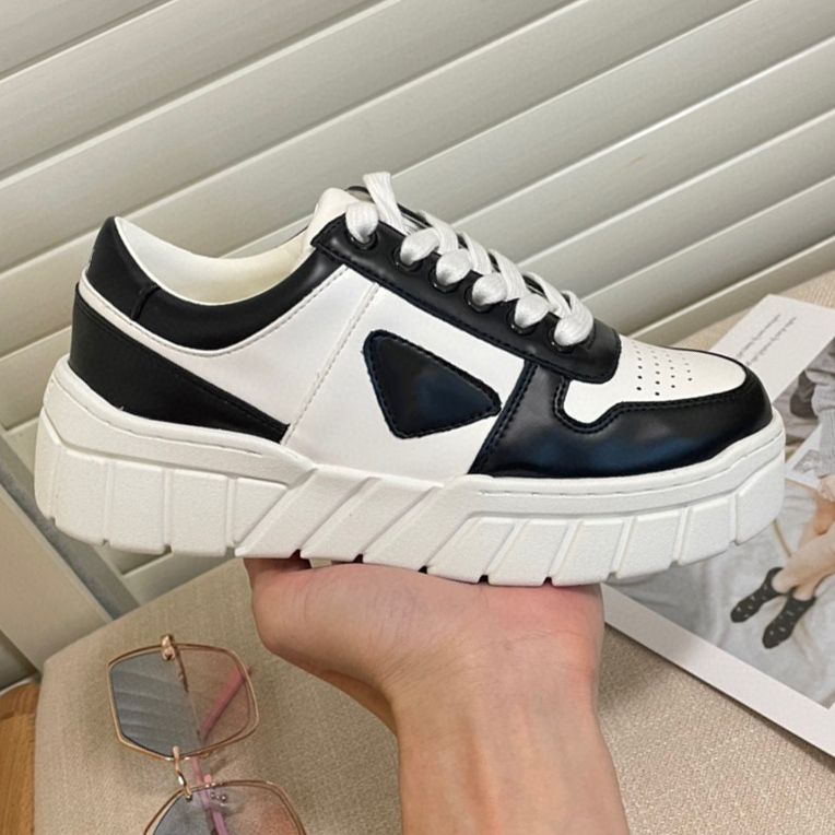 Womens Wheel Nylon Gabardine Sneaker White Platform Shoes Lady Canvas Sneakers Chunky Textured Sole Embossed Rubber Triangle Flat Cotton Laces outdoor shoes