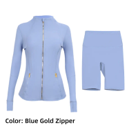 Haze Blue gold zip jacket short
