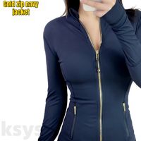 Gold zip navy jacket