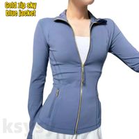 Gold zip sky blue jacket