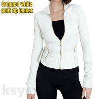 Cropped ivory gold zip jacket
