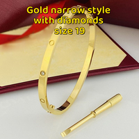 19# Gold narrow style with diamonds