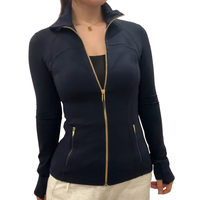 Navy gold zip