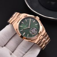 Green Dial+Rose Gold Case +Steel strap