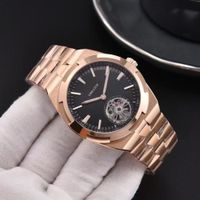 Black Dial+Rose Gold Case +Steel strap