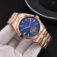 Blue Dial+Rose Gold Case +Steel strap