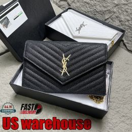 Designer Bag With Box Shoulder Bag Elegant Crossbody Bag Envelope Purse Wallet Crossbody Metal Chain Classic Casual Leather 10A High Quality