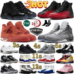 36-47 With Box Basketball Shoes 3s 4s 5s 11s 12s Designer shoes Gamma Blue black cat Unc Buleburry thunder Cool Wizards Slim Shady Cardinal Court Grey Pine Trainers