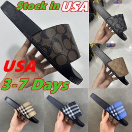 2026 USA With Box Vintage Printing Tartan Slipper Sandal Casual Rubber Slide Designer Sliders Summer Outdoors Womens Mens Slides Size 35-46