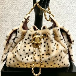 cc 25 Bag New leopard bag Designer Bag Luxury Handcrafted Gold-Tone Double C Logo Leather-Woven Chain Gold-Tone Metal Shoulder Bag Mini bag Sheepskin Handbag