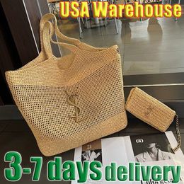 Beach Bag Tote Bag Designer Bag Summer Straw Bag Shoulder Bag Antique Bronze Hardware Luxury Bag Women's Handbag Large Capacity Shopping Bag Vacation Hobo Bag New