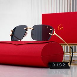 Designer Sunglasses Men Women sunglasses Fashion Classic Frame Glasses Leopard Head Composite Metal Rimless Optical Frame Sunglasses UV 400 With Box