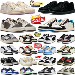 Designer 1s Low Basketball Shoes 1 Sky Pink Black White Shadow 2.0 University Blue UNC Bred Toe Light Smoky Grey Mens Women Outdoor trainers Sneakers Eur 36-47