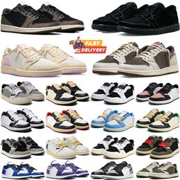 Designer 1s Low Basketball shoes Mens Womens OG Black Phantom 1 sneakers Triple White University Blue UNC Bred Toe Light Smoky Grey Outdoor Sports trainers 36-47