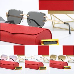 Designer Sunglasses Sports Mens Women Gold and Sier Frameless Metal Round Oval Optical Frame Black Grey Blue Transparent Lens Sun Eyewear Fashion Glasses