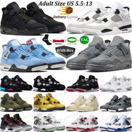 With Box 4 basketball shoes 4s Military Black Cat Bred Sail Red White Cement Yellow Thunder Cool Grey University Blue Pink 4shoes Mens Women Sneaker Sport Trainer