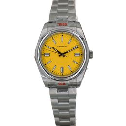 U1 Appropriate SizeAutomatic Sapphire Glass Bright Yellow Vibrant Mens Watches High Quality Stainless Steel Wristwatches Oyster
