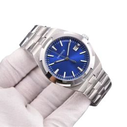 New 40MM Automatic Mechanical Charming Blue Dial Hardlex Mens Watches V1 Quick Release Strap Wristwatches Versatile Man Watch