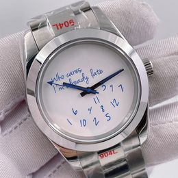 Jason007 u1 Who Cares I am Already Late Automatic Mechanical 39mm Mens Watches ST9 Sapphire Crystal Glass Special Dial Design Stainless Steel Men's Wristwatches