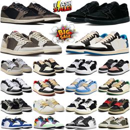 Designer 1s Low Basketball shoes Mens Womens OG Black Phantom 1 sneakers Triple White University Blue UNC Bred Toe Light Smoky Grey Outdoor Sports trainers 36-47