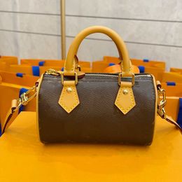 Designer bag Mini Nano Speddy bag 16cm Shoulder Bag Women Leather Denim Crossbody bag Luxury Brand Embossed Tote Purses Brown Flower classic Vintage Handbags
