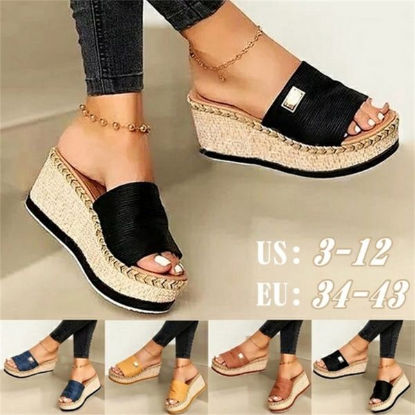 Womens High Heels Sandal Thick Bottom Casual Ladies Leisure Summer Wedges Sandals Woman Shoes Women Platform Mules Slipper 220406