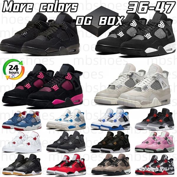 Designer Mens 4 Basketball Shoes Black Cat 4s Sneakers University Blue Red Cement Thunder Pine Green White Oreo Seafoam Cool Grey Men Women Sports Trainers