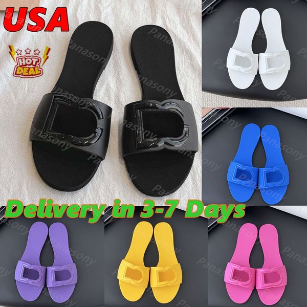 2026 Designer Sandals ltaly Slippers paris New Rubber Slides Floral Brocade Women Slipper Flat Bottoms Flip Flops Womens Fashion Striped Beach Sandal Size 36-42