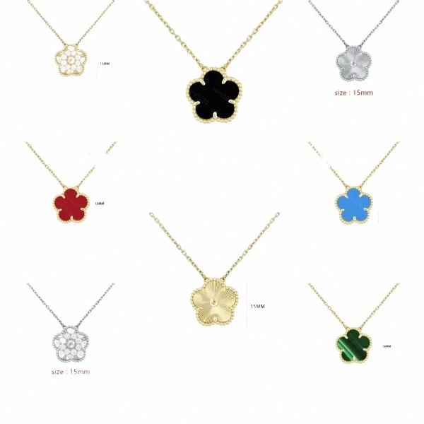 Clover Flower designer necklace 18K Gold Plated agate Pendant Stainless Steel Holiday gifts Four leaf necklace luxury Jewelry Designer for Ladies With box