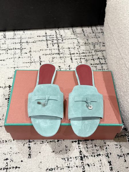 10A new color Best Quality Designer sandal lady Outwear Leisure Vacation beach slides flat bottom Slippers fashion suede Leather Slippers for Women 35-42 With box