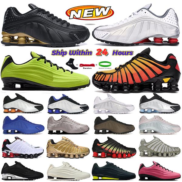 Mens Womens Running Shoes Shoxes R4 TL Z triple black gold metallic silver Sports Sneakers Men Platform Sport Outdoor Shoes Women Designer Runner Trainers US 5.5-11