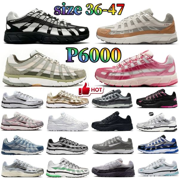 Designer P6000 Men Running Shoes P 6000 Trainers Red Peony Sail Cool Grey Triple Black Muslin pink Metallic Silver man Women Sneakers Outdoor Sports Jogging Eur36-47
