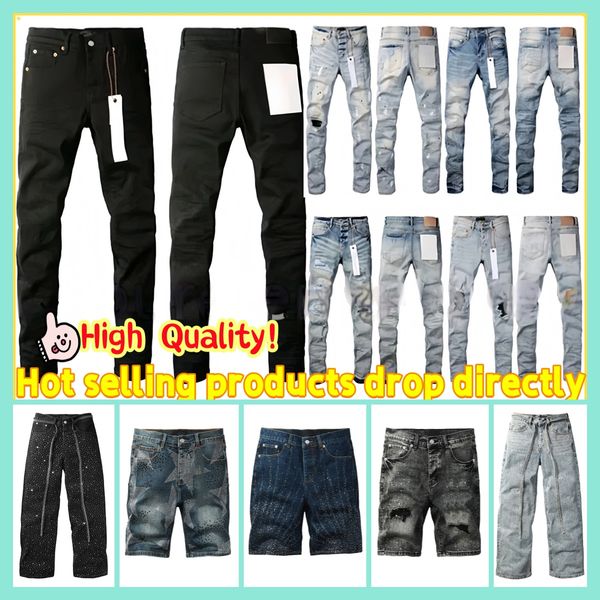purplejeans shorts Designer Jean shorts For Mens jeans letters Designer shorts Denim Trousers Mens brands jeans Straight Retro Ripped Biker Jean black pants jeans