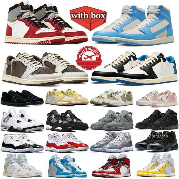 With box basketball shoes for men women University Blue Leather Hyper Royal Smoke Grey Chicago Red Dark Mocha Pink mens trainers outdoors sneakers size eur36-47