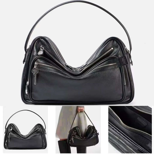 Acnebag Studios Camero Shoulder Bag Genuine Leather City Strap Handbags Key Lock Travel Multi-Compartment Motorcycle Totes Men Women Crossbody Pouch Underarm Bags