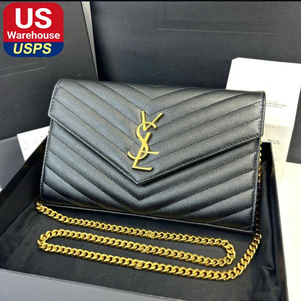 Designer Bags Luxury Bags Envelope Bags Grained Leather Chain Wallets Chain Bags Women's Fashion Crossbody Bags High-Quality Shoulder Bags Luxury Chain Clutch Bags