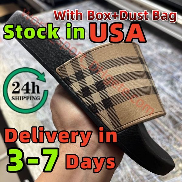 With Box Free Shipping 2026 Designer Fashion Slipper Check Sliders Slides Sandals Slippers For Men Women Hot Unisex Pool Beach Flip Flops Free Shipping Size 35-46