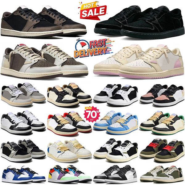 Designer 1 Low basketball shoes Triple White Shadow University Blue UNC Wolf Grey OG Black Bred Toe Light Smoky Men Women Outdoor sneakers EUR 36-47