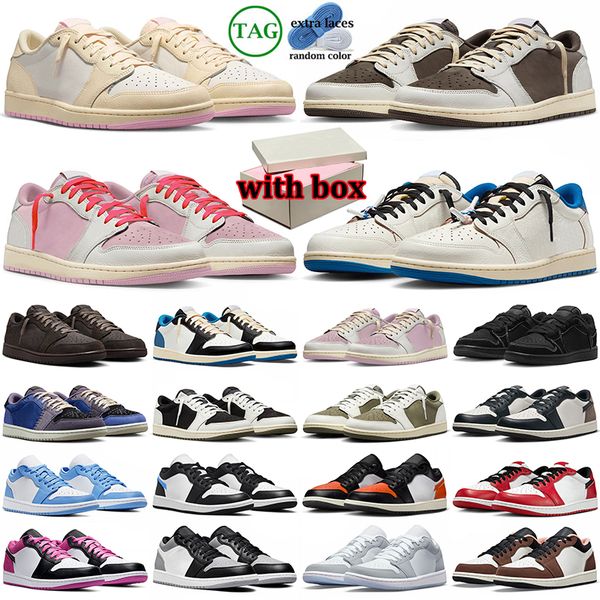 free shipping with box 1 1s low basketball shoes men women designer sneakers shy pink mocha olive black phantom military blue velvet brown stylish sports trainers