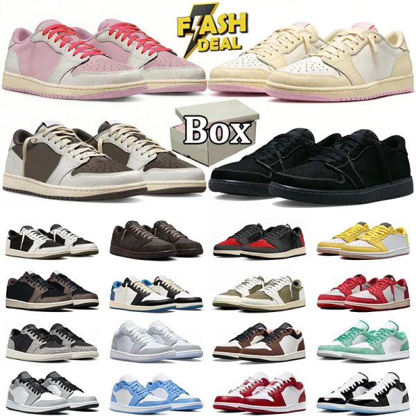 Designer for Men Women 1 Basketball Shoes Sneakers Black Phantom Tropical Pink Sail Medium Olive Outdoor Sports Trainers Sneaker Original Box