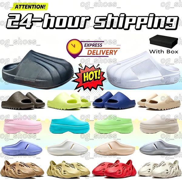 Designer Slides mans sandal Onyx Bone new Sandals Foam Runners Women Mens Beach Sliders Sand Slippers Azure Flax Pure Resin Soot Core Shoes EUR 36-48