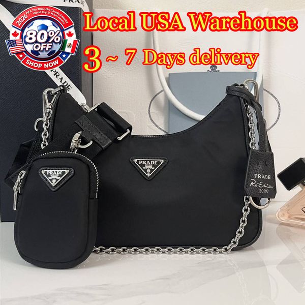 Designer Bag Luxury Bag Shoulder Bag Handbags Moon Bag pradabaggs Re edition Nylon Bag Underarm Bag Black Crossbody Bag Women handheld Bag High Quality Underarm Bag