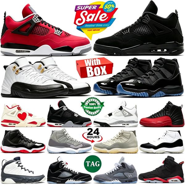 With Box 4s 5s 11s 12s basketball shoes White Metal Wolf Grey5s Black Cat4s Gamma Blue 11s University Blue Taxi men women sneakers sports shoes 36-47