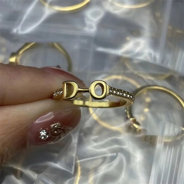 Letter Diamond Ring Women designer rings Luxury gift high quality 18K Gold rings Stainless rings for Lady Elegant Band rings #dszq