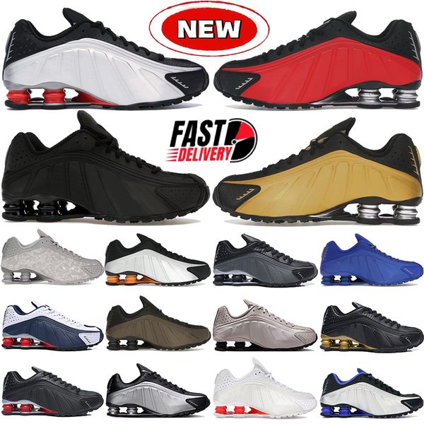 Designer Running Shoes Shoxes R4 Mens Sneakers White Black University Red Racer Blue Grey Floral Silver Outdoor Men Women Sneaker Sports Trainers Size 36-45