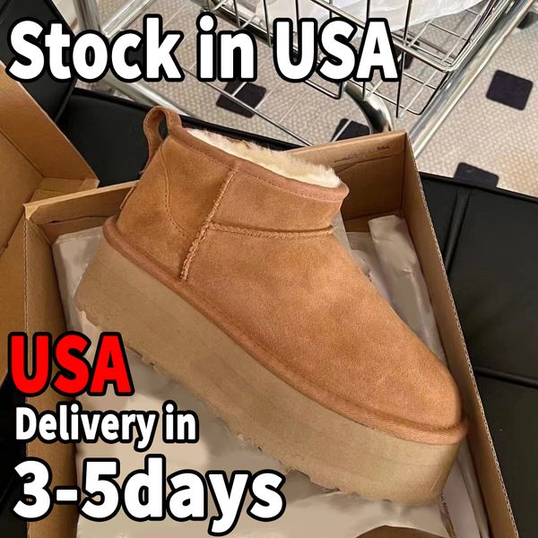 Boots Designer Womens Ultra Mini Tasman Slippers Slides Tazz Platform Shoes Snow Chestnut Wool Winter Fluffy Boot Fur Booties Ankle Genuine Leather With Box