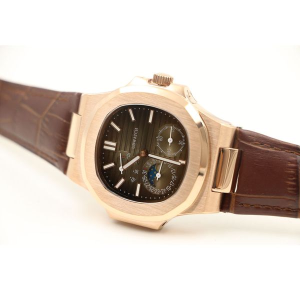 40MM P1 Classic Delicate Gold Octagonal Case Warm Color Brown Man Watch Automatic Mens Watches Glass Back Hardlex Versatile Wristwatches