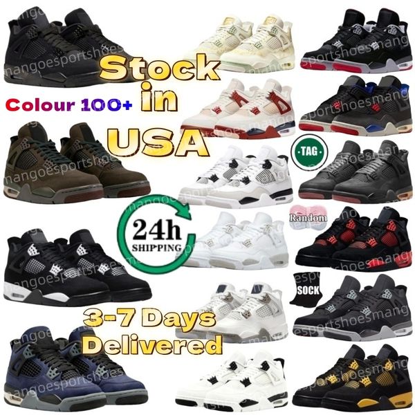 Designer for Men Women Black Cat 4 4s OG Basketball Shoes Dark Mocha Imperial Purple Pizza Fire Red White Cement Thunder sneakers trainers sport shoe Big Size 14 15 16
