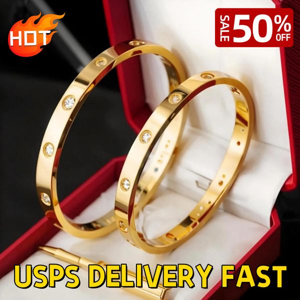 Classic Bangle 18K Gold Fashion Bracelet Designer Jewelry High Quality Plated Titanium Steel Diamond for Women Men Bracelets Silver luxury Jewelrys 15 J6Zr#1