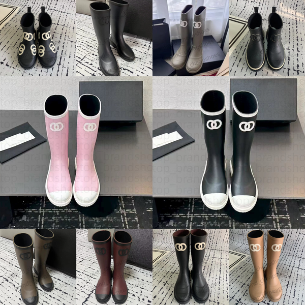 Size 35-41 Brand Designer Square Toe Women Rain Boots Thick Heel Thicks Sole Ankle Boot Women's Rubber Boot G220720 good are quality